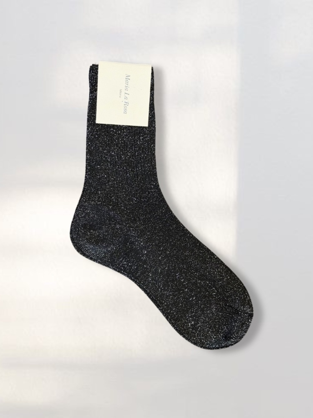 Maria La Rosa Laminated Socks in Sparkle Black